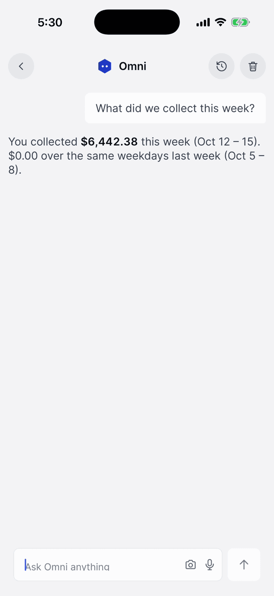 Omni answering with the week’s collected total